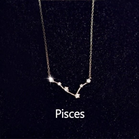 Sterling Silver Diamond Zodiac Necklace--Pisces - Picture 1 of 3
